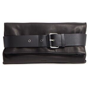 All Saints Zoku Fold-over Leather Clutch in Black